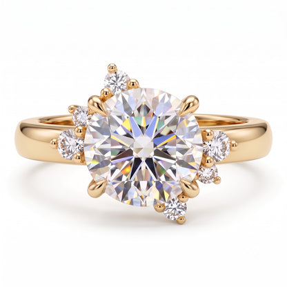 1.00ct Round Cut Lab Grown Diamond  Floral Cluster Engagement Ring