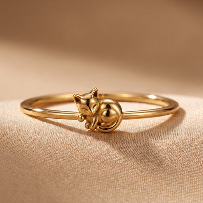 cute gold cat ring for women