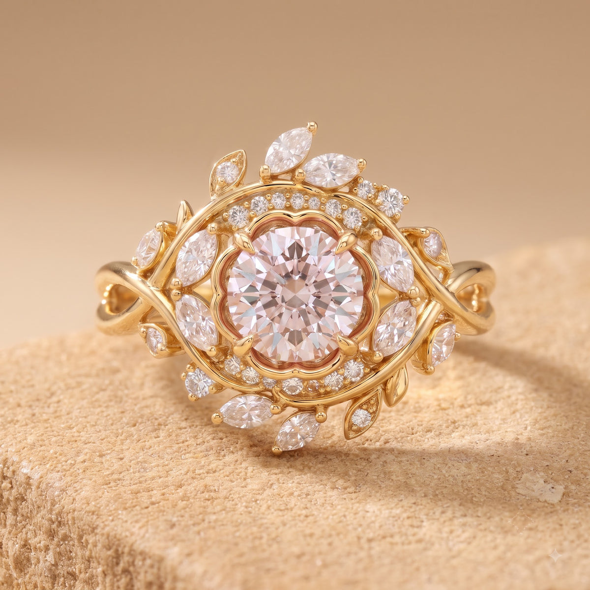 2.00ct  Round Cut Lab Grown Diamond Cluster Engagement Ring