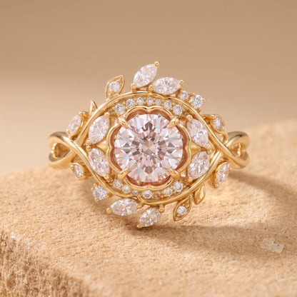 2.00ct  Round Cut Lab Grown Diamond Cluster Engagement Ring