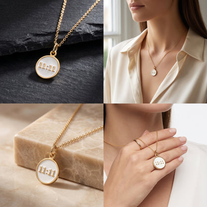 11:11 Angel Number Pendant Necklace, Manifestation Necklace 14K Gold