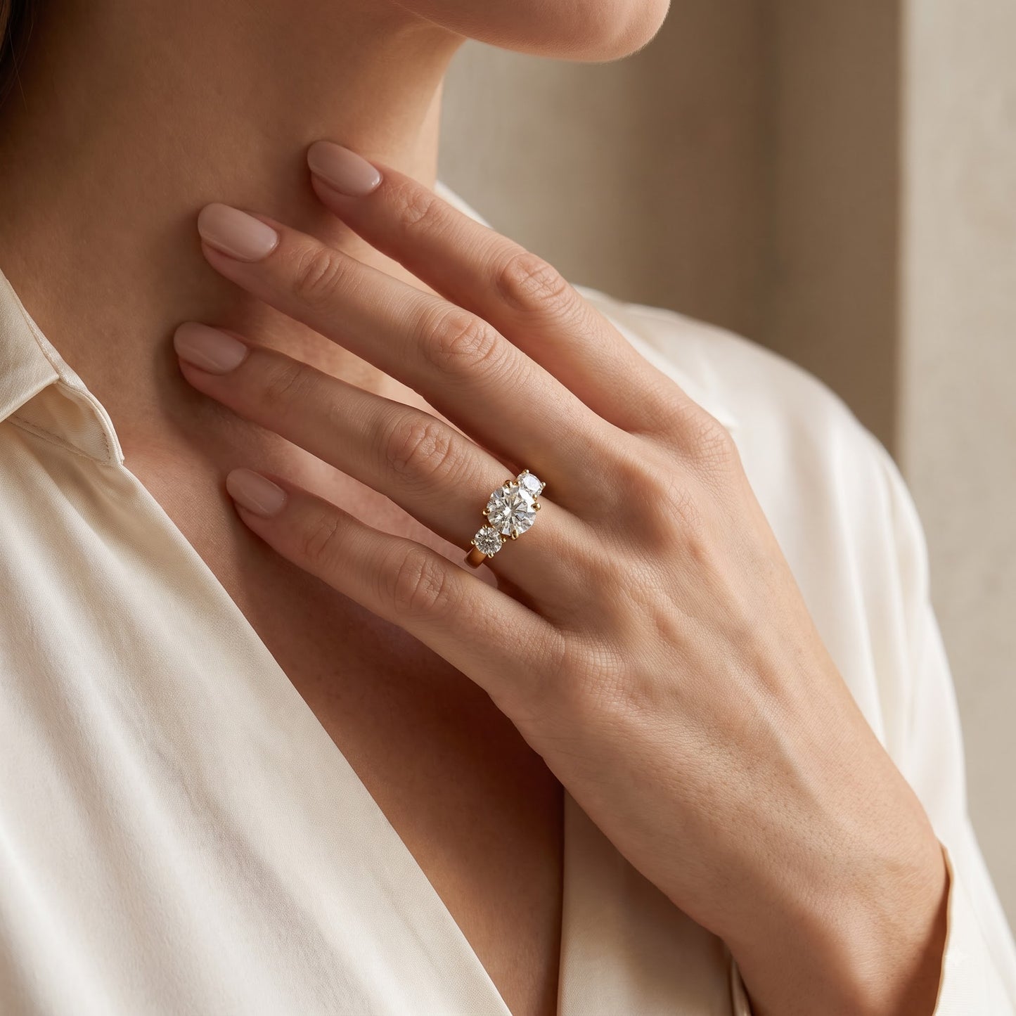 2.80 CT Round Lab Diamond Three Stone Engagement Ring