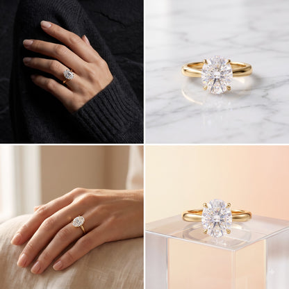 1.00CT Oval Cut Lab Grown Diamond Solitaire Engagement Ring