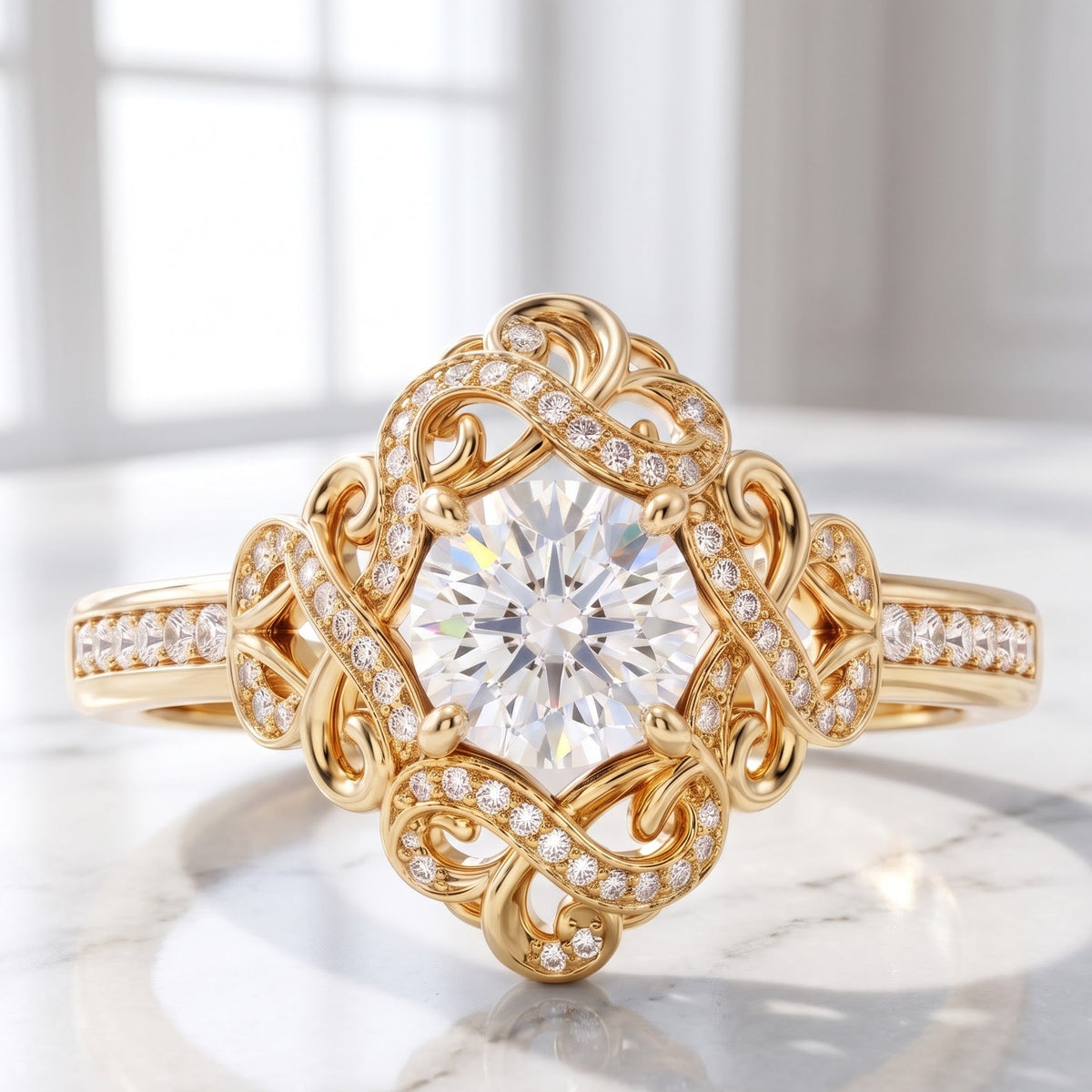 lab grown diamond filigree engagement ring
