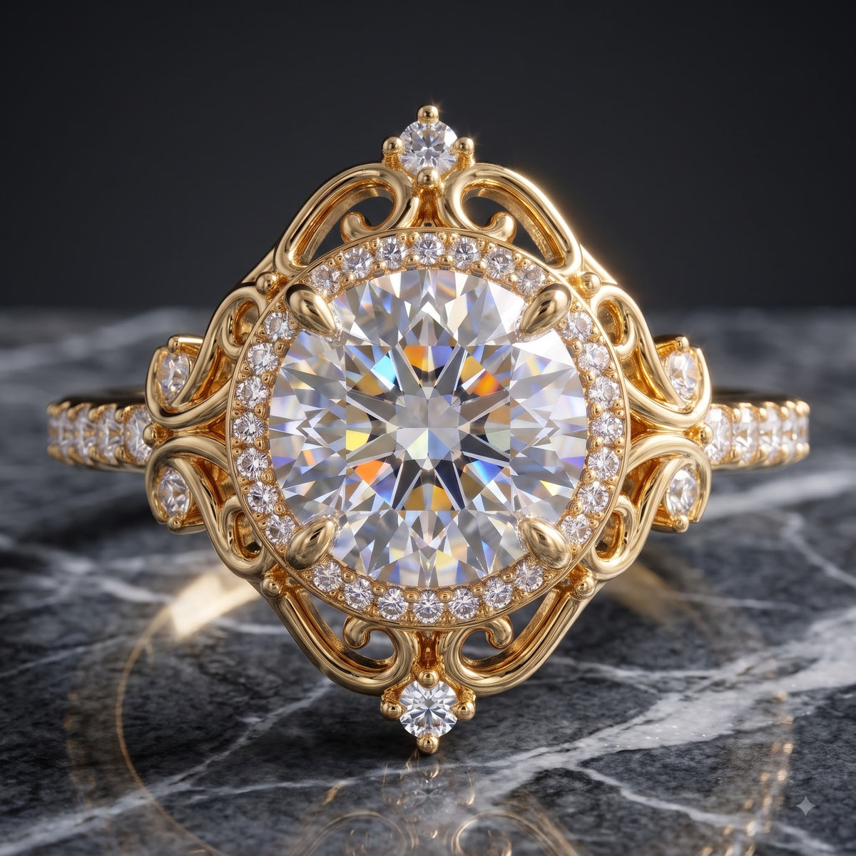 1.600ct  Round Cut Lab Grown Diamond Halo Engagement Ring