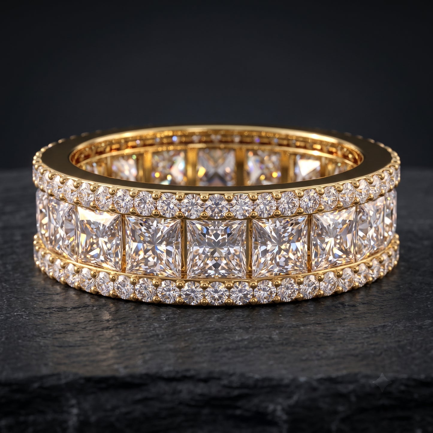 6.780 ct Princess Cut Lab Grown Diamond Full Eternity Wedding Band Ring