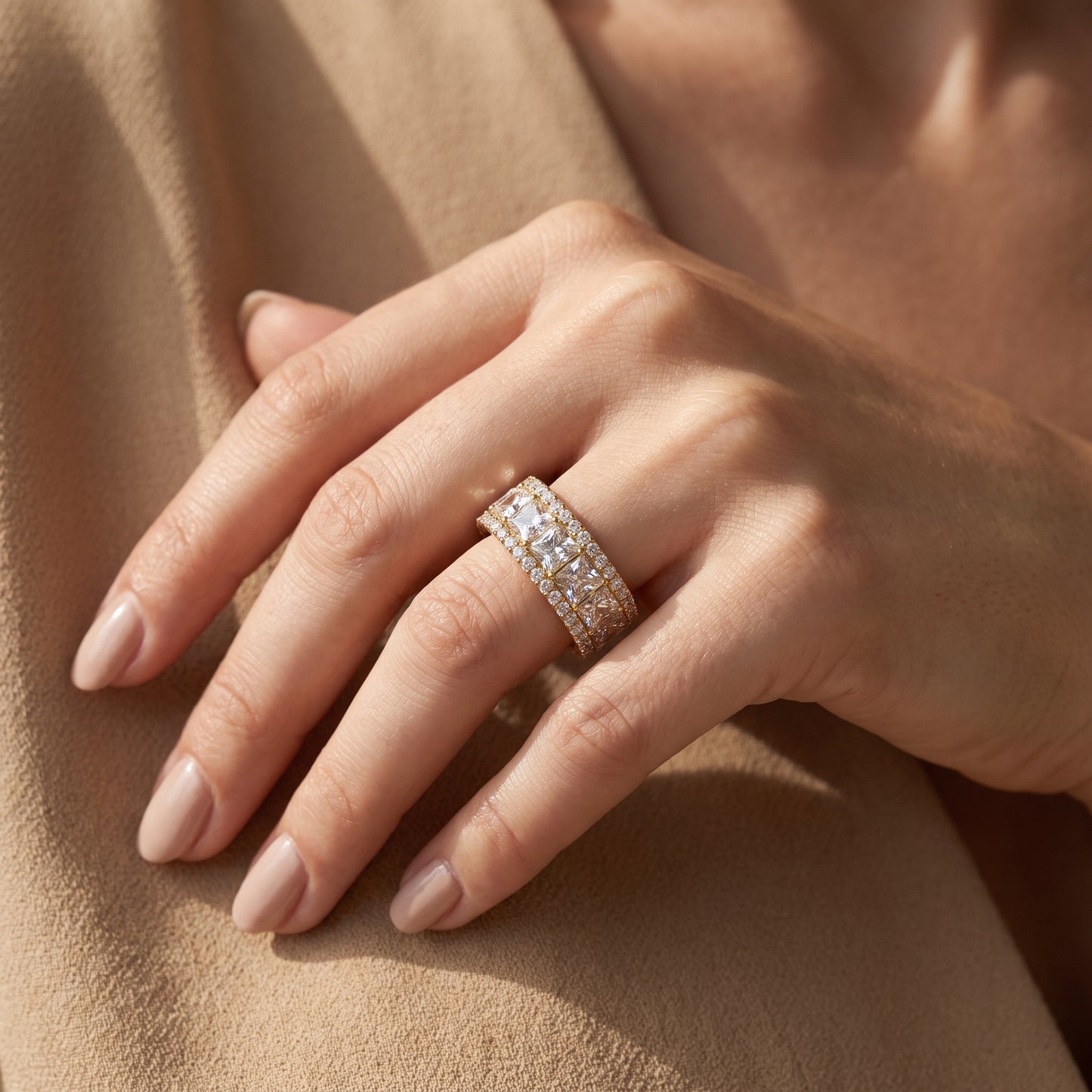 6.780 ct Princess Cut Lab Grown Diamond Full Eternity Wedding Band Ring