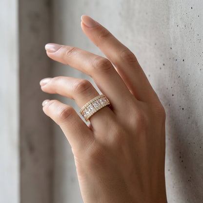 6.780 ct Princess Cut Lab Grown Diamond Full Eternity Wedding Band Ring