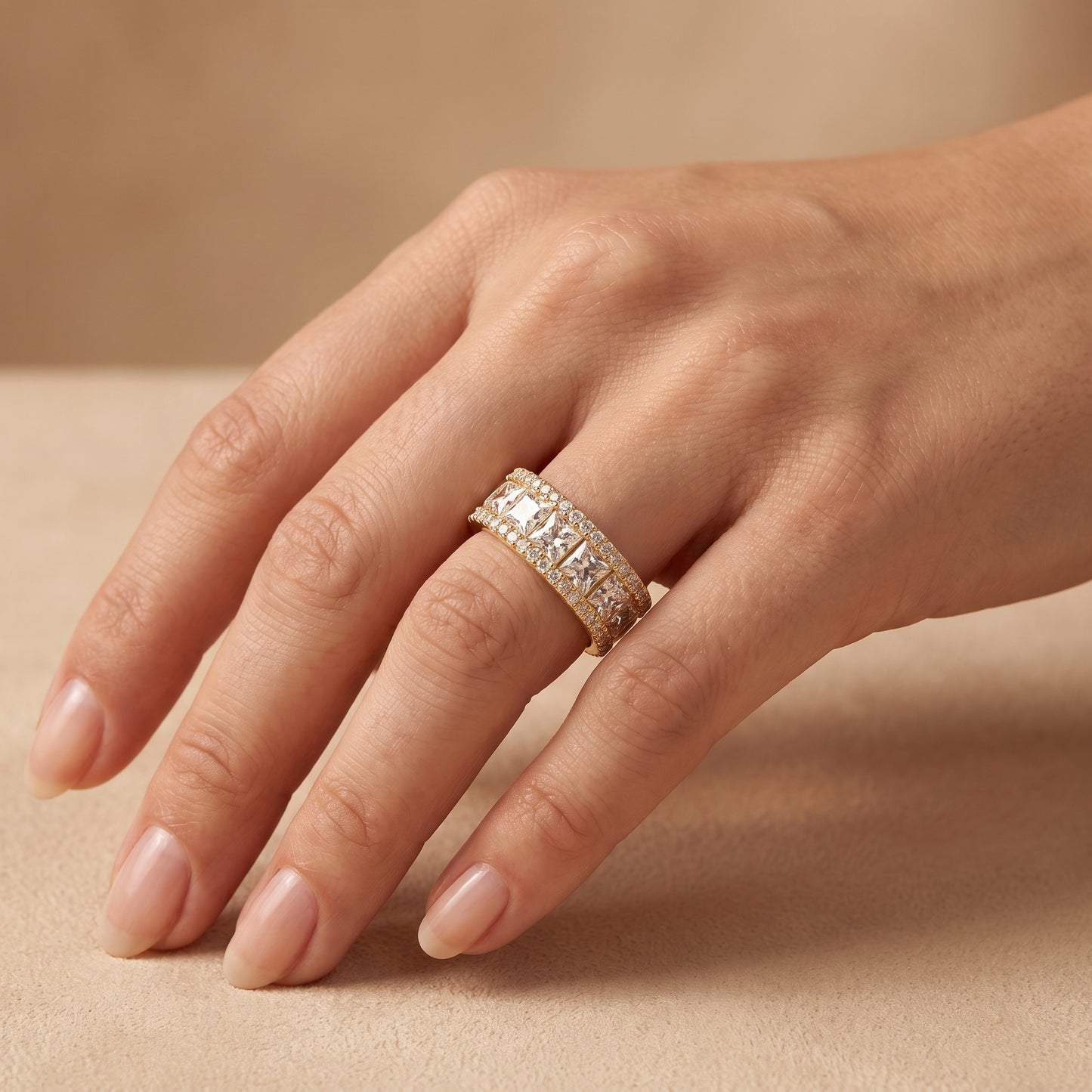 6.780 ct Princess Cut Lab Grown Diamond Full Eternity Wedding Band Ring