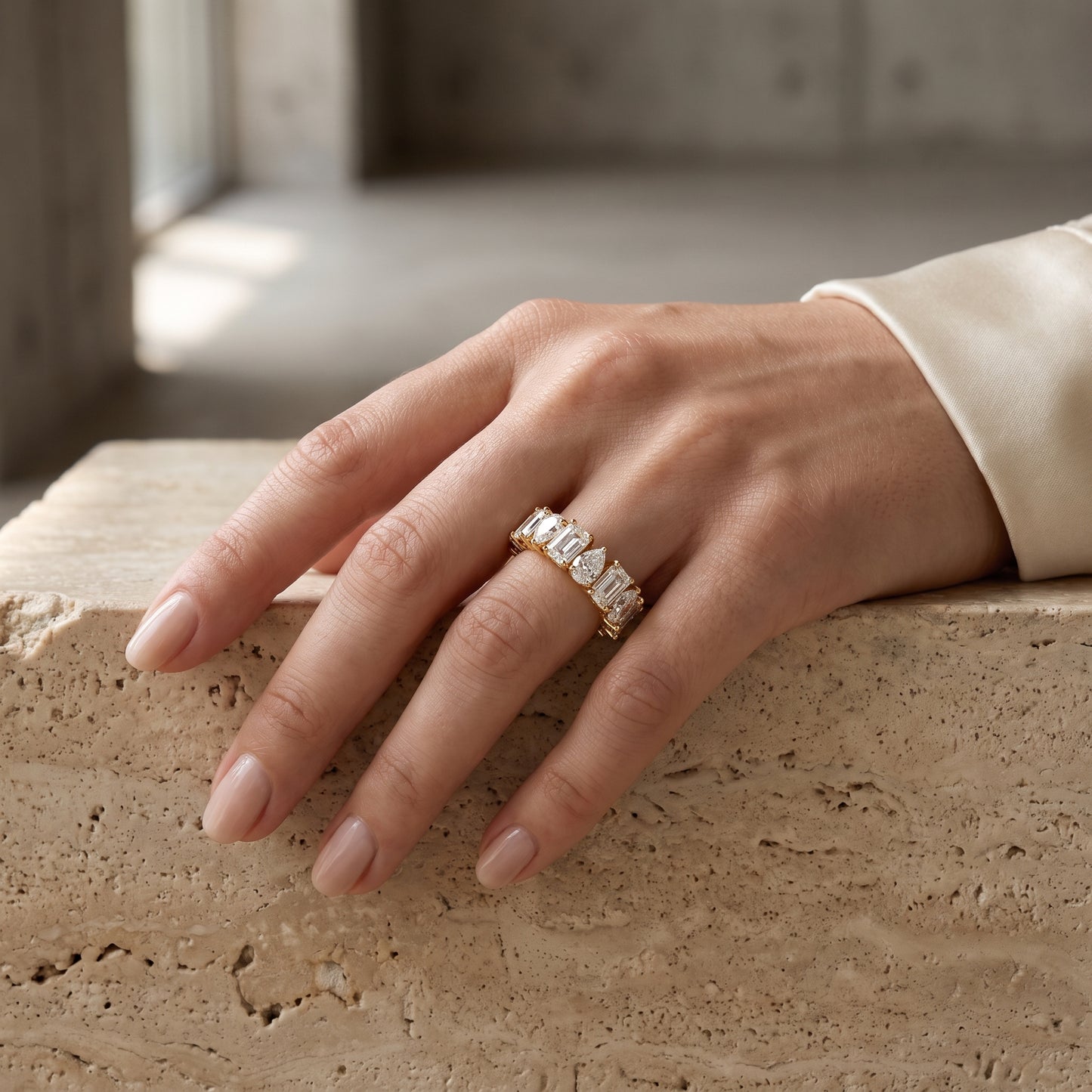 emerald and pear cut engagement ring​

