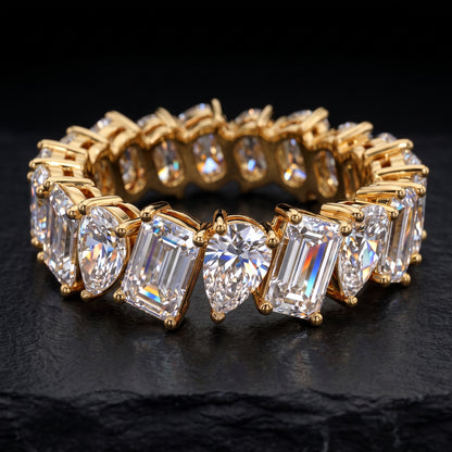 1.90 ct Emerald & Pear Lab Grown Diamond Eternity Wedding Band Ring