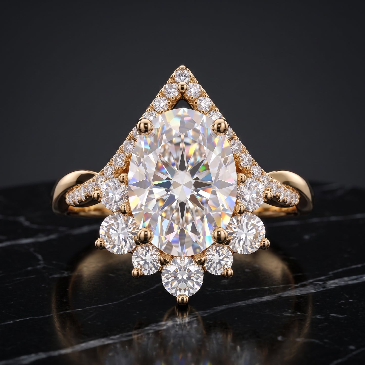 2.40ct Pear Cut Lab Grown Diamond Halo Engagement Ring, 14K Gold