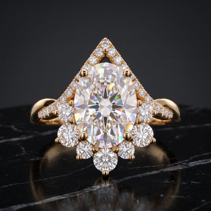 2.40ct Pear Cut Lab Grown Diamond Halo Engagement Ring, 14K Gold