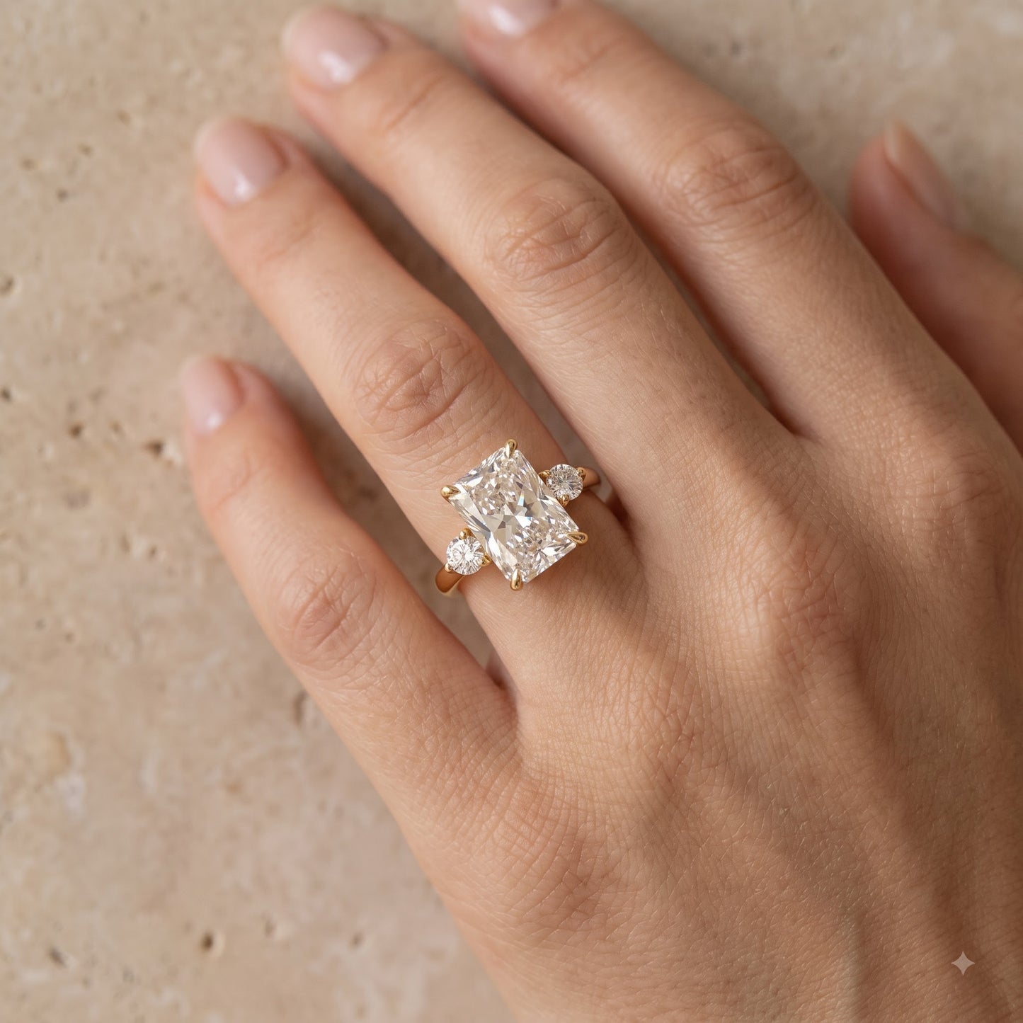 2.40 CT Radiant Lab Grown Diamond Three Stone Engagement Ring