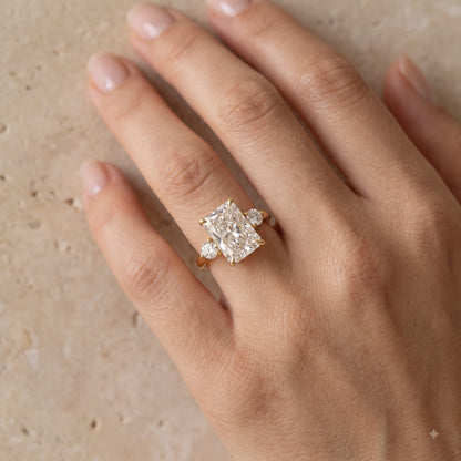 2.40 CT Radiant Lab Grown Diamond Three Stone Engagement Ring