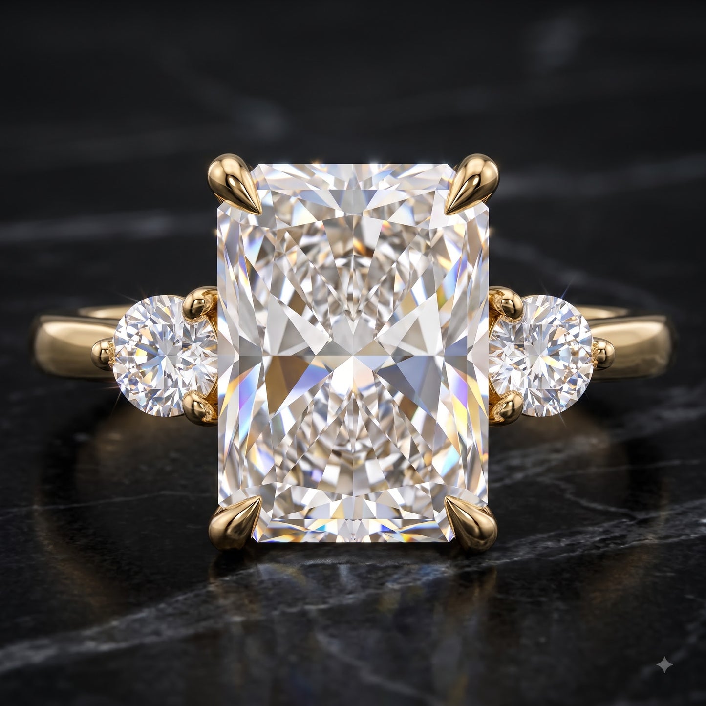 2.40 CT Radiant Lab Grown Diamond Three Stone Engagement Ring