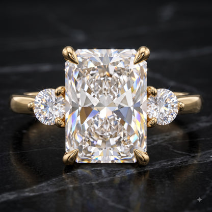 2.40 CT Radiant Lab Grown Diamond Three Stone Engagement Ring