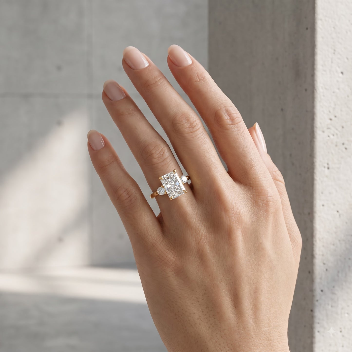 2.40 CT Radiant Lab Grown Diamond Three Stone Engagement Ring