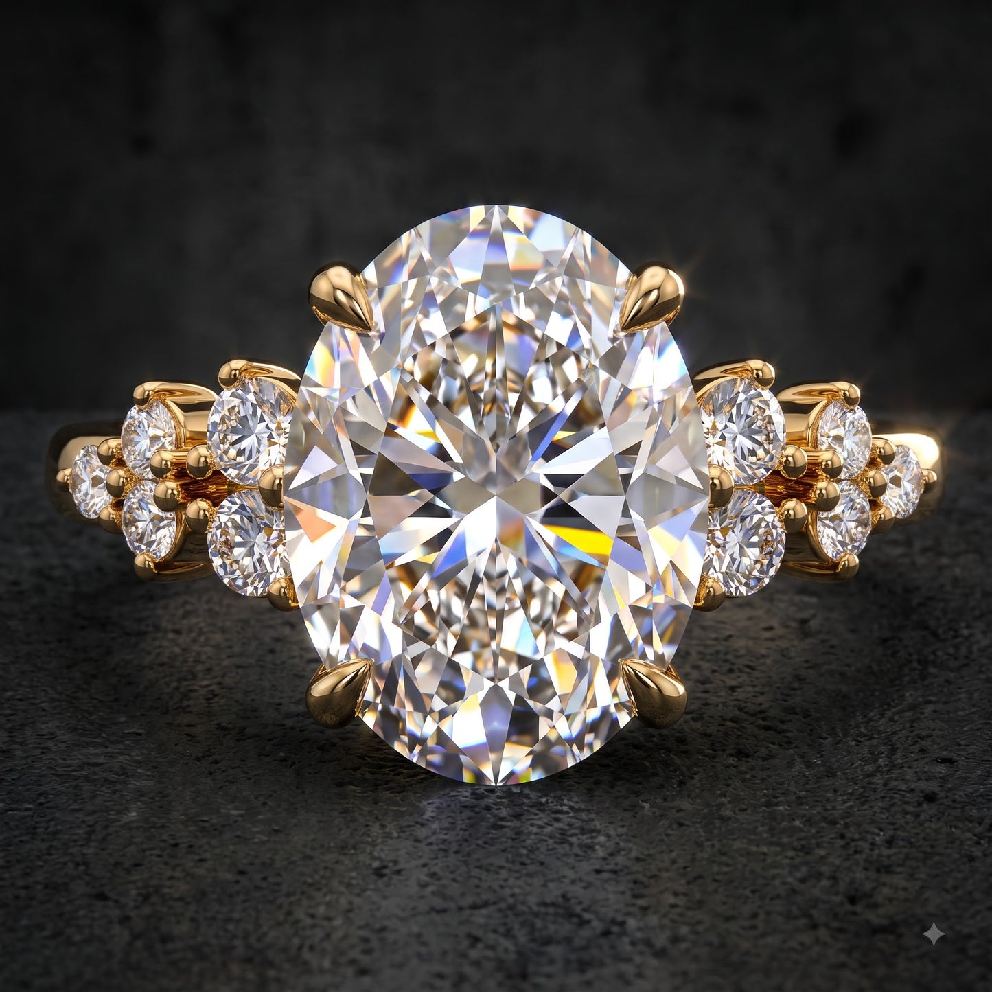 2.220 CT Oval Cut Lab Grown Diamond Cluster Engagement Ring