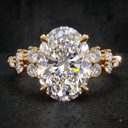 2.220 CT Oval Cut Lab Grown Diamond Cluster Engagement Ring