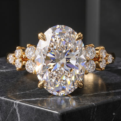 2.220 CT Oval Cut Lab Grown Diamond Cluster Engagement Ring