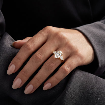 2.60 CT Oval Lab Grown Diamond Three Stone Engagement Ring