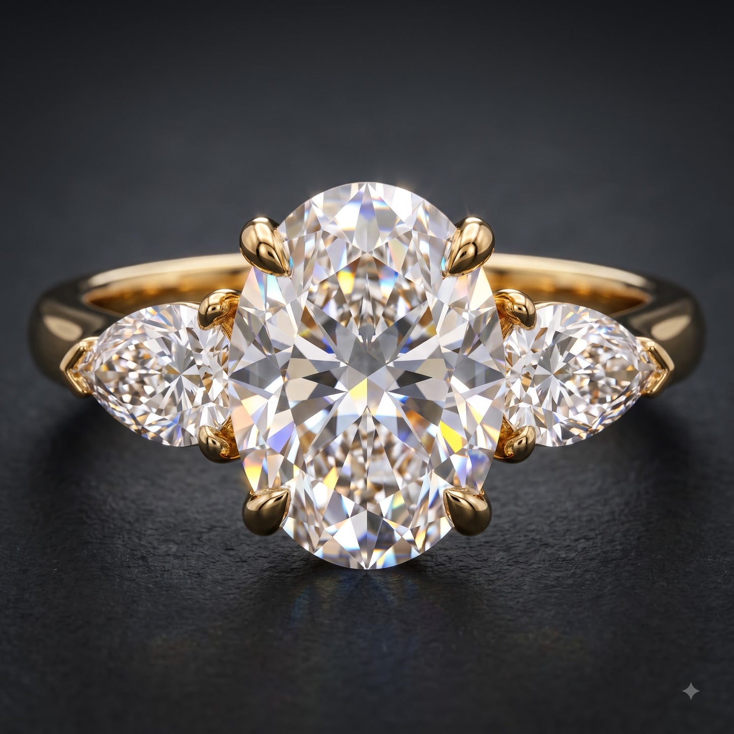 2.60 CT Oval Lab Grown Diamond Three Stone Engagement Ring