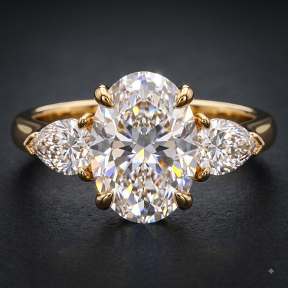 2.60 CT Oval Lab Grown Diamond Three Stone Engagement Ring