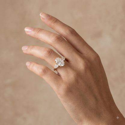 2.60 CT Oval Lab Grown Diamond Three Stone Engagement Ring
