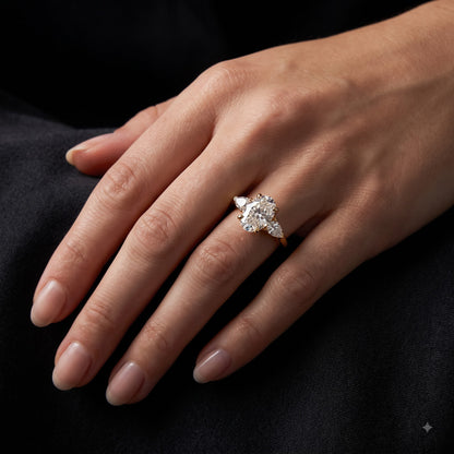 2.60 CT Oval Lab Grown Diamond Three Stone Engagement Ring