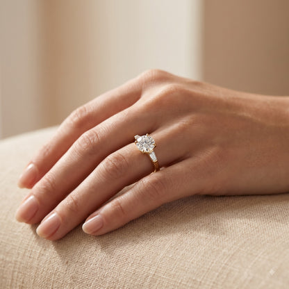 2.60 CT Round Cut Lab Grown Diamond Three Stone Engagement Ring