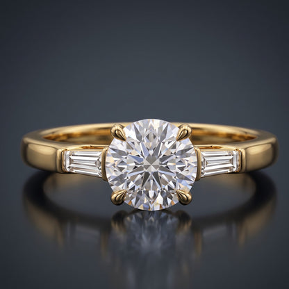 2.60 CT Round Cut Lab Grown Diamond Three Stone Engagement Ring