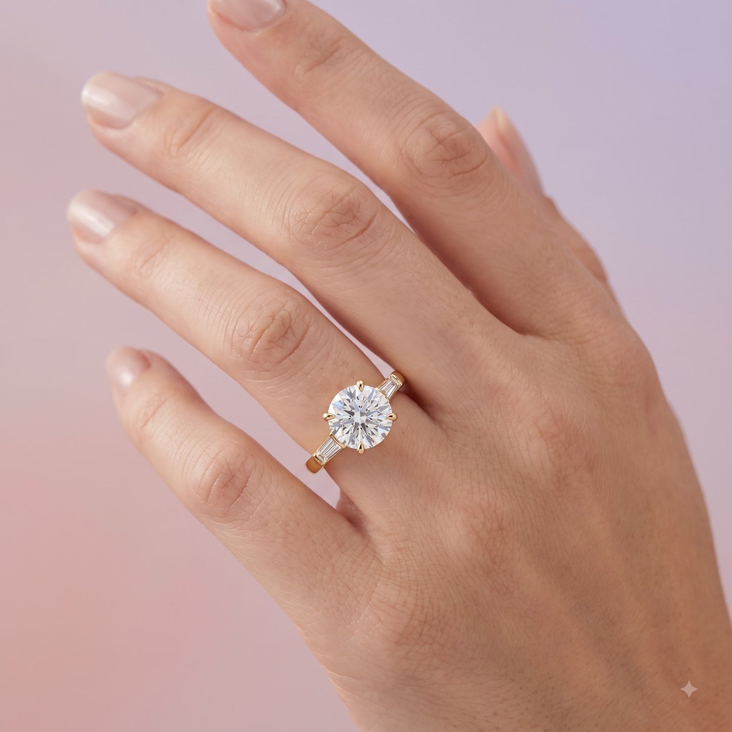 2.60 CT Round Cut Lab Grown Diamond Three Stone Engagement Ring