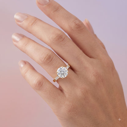 2.60 CT Round Cut Lab Grown Diamond Three Stone Engagement Ring