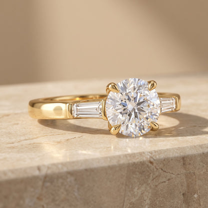 2.60 CT Round Cut Lab Grown Diamond Three Stone Engagement Ring