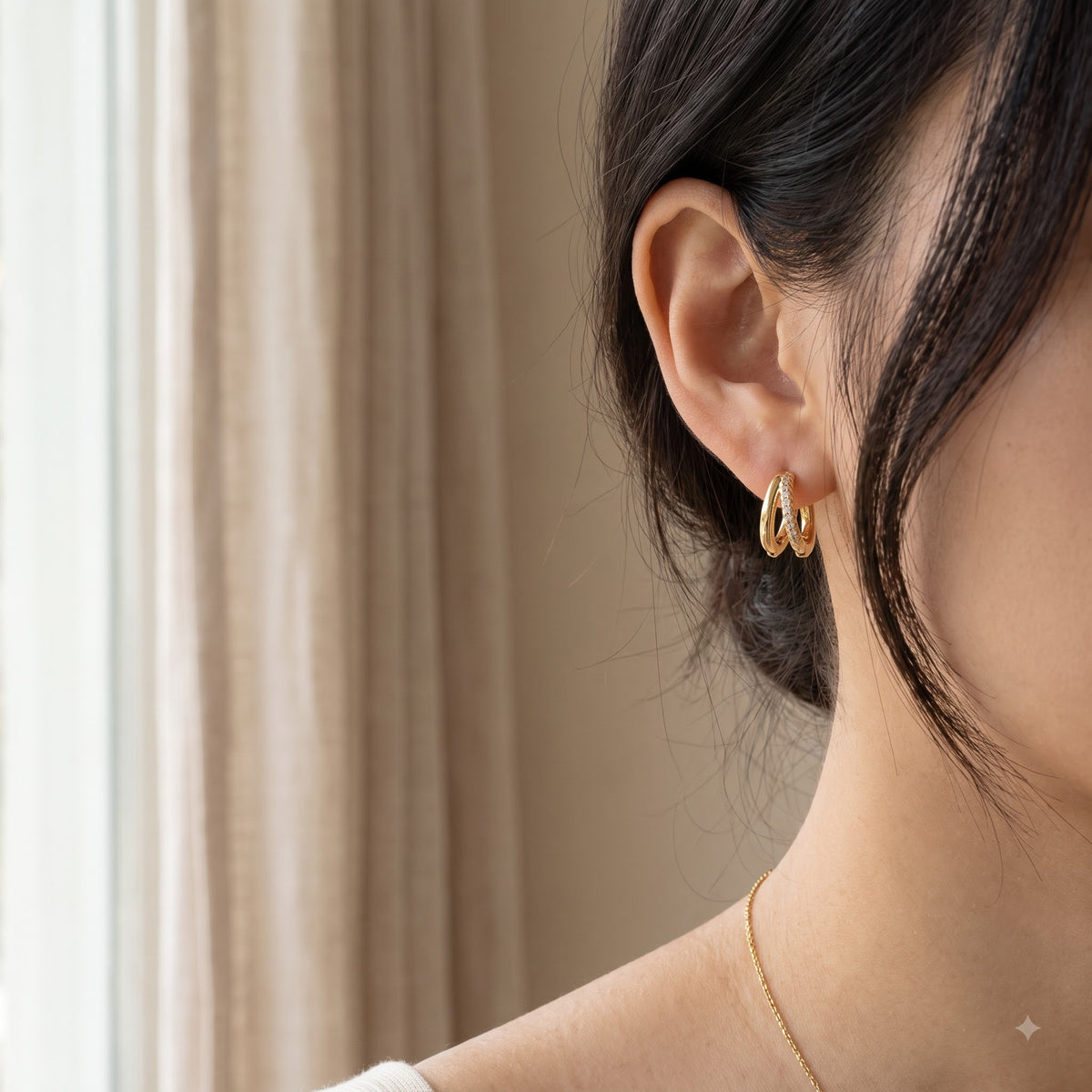 0.15 Ct Lab Grown Diamond Huggie Hoop Earrings | 14K Gold | Round Cut Diamonds