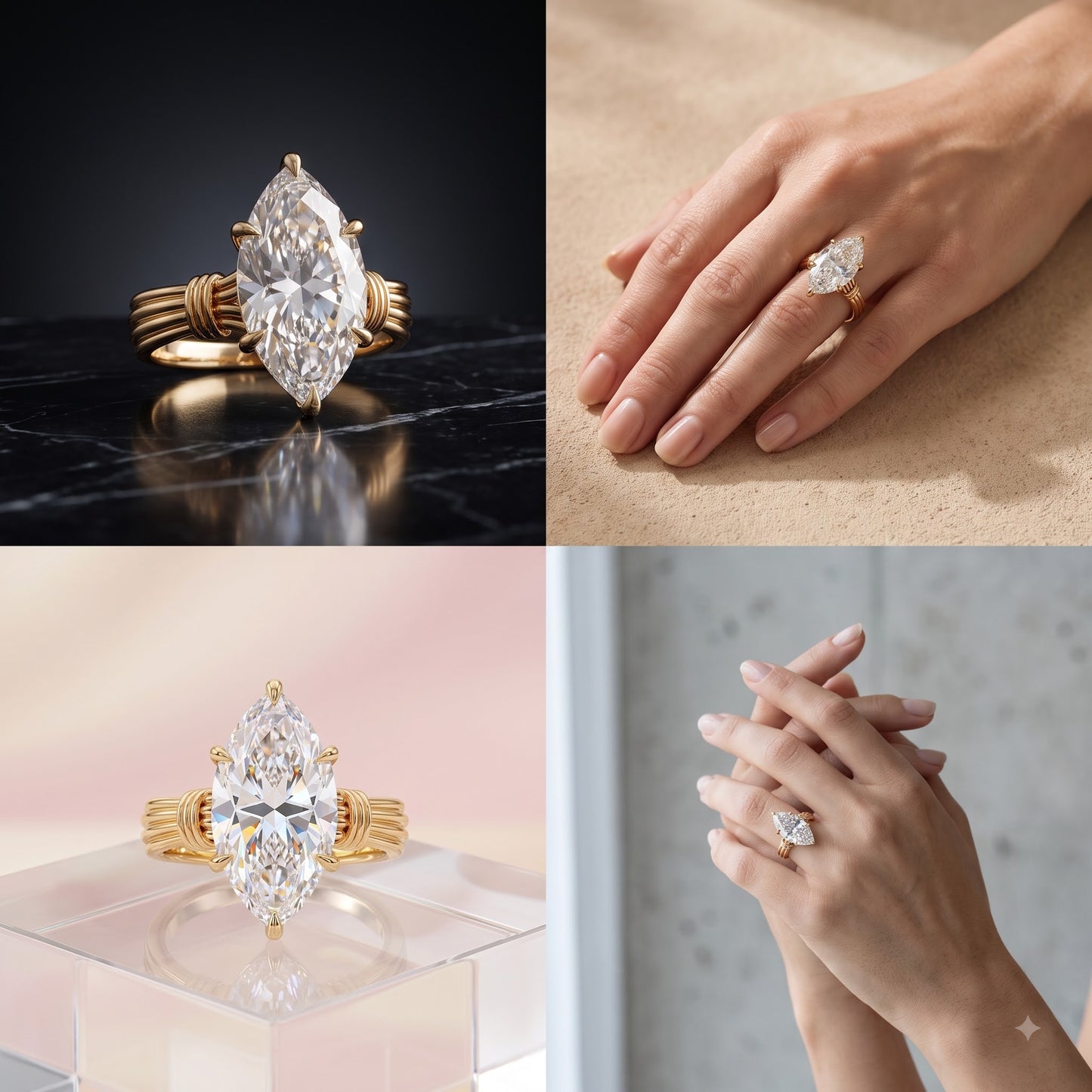 1.00ct Elegant Marquise Cut Lab Grown Diamond Engagement Ring