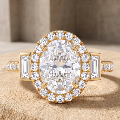 oval sparkling halo ring​

