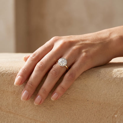 1.00 Ct Round Cut Lab Grown Diamond Bezel Set Engagement Ring | 1.10 Ct Total | 14K Gold