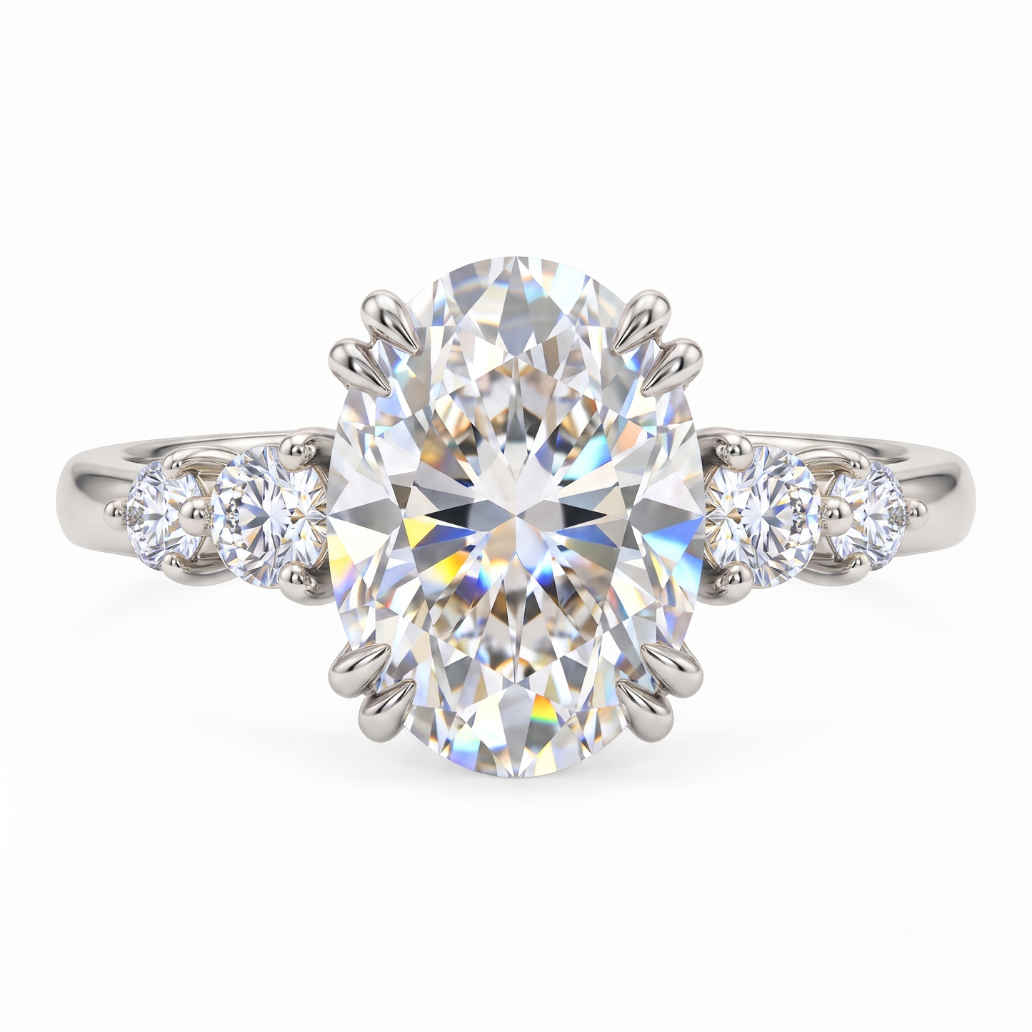 2.30 CT Oval Cut Lab Grown Diamond Five Stone Engagement Ring, 14K Gold
