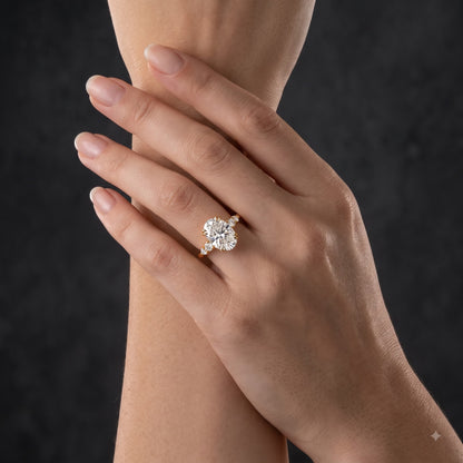 2.30 CT Oval Cut Lab Grown Diamond Five Stone Engagement Ring, 14K Gold