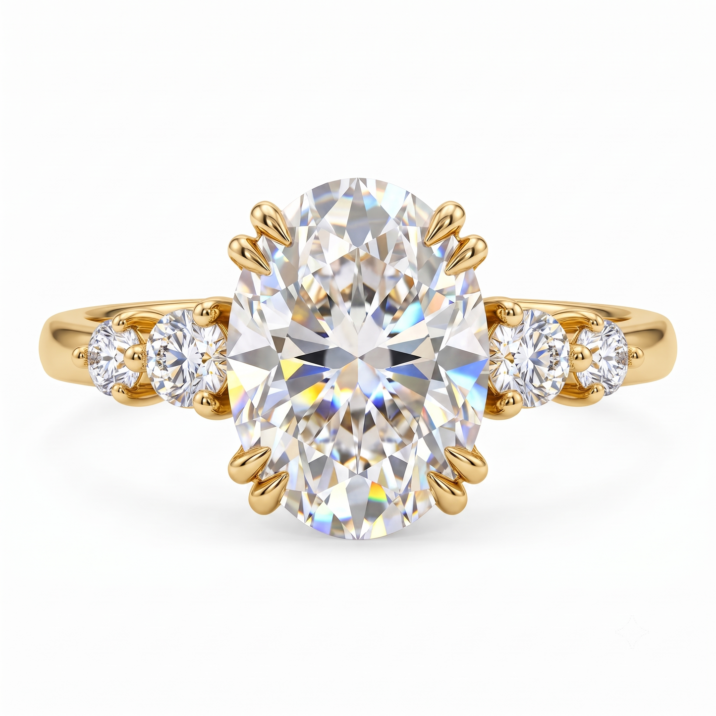 2.30 CT Oval Cut Lab Grown Diamond Five Stone Engagement Ring, 14K Gold