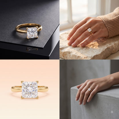 1.00CT Princess Cut Lab Grown Diamond Engagement Ring