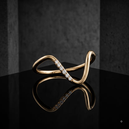 0.073 ct Lab Grown Diamond V Shape Curved Wedding Band Ring
