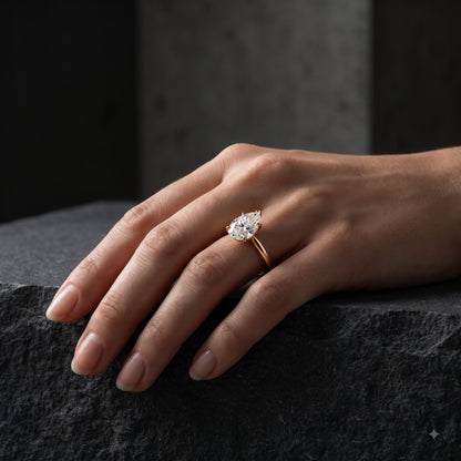 1.00CT Pear Cut Lab Grown Diamond Engagement Ring