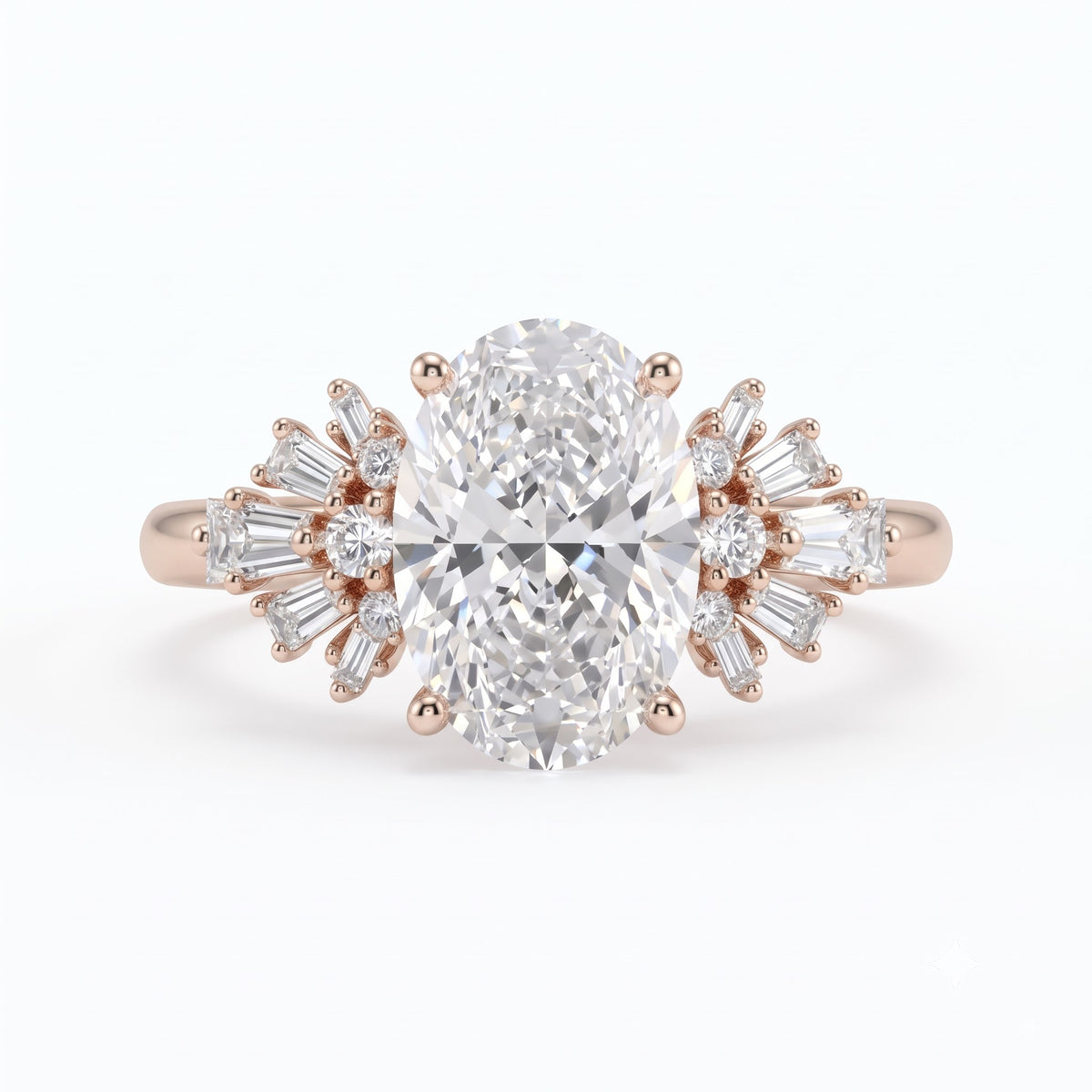 1.00 Ct Oval Cut Lab Grown Diamond Engagement Ring | 2.00 Ct Total | 14K Gold