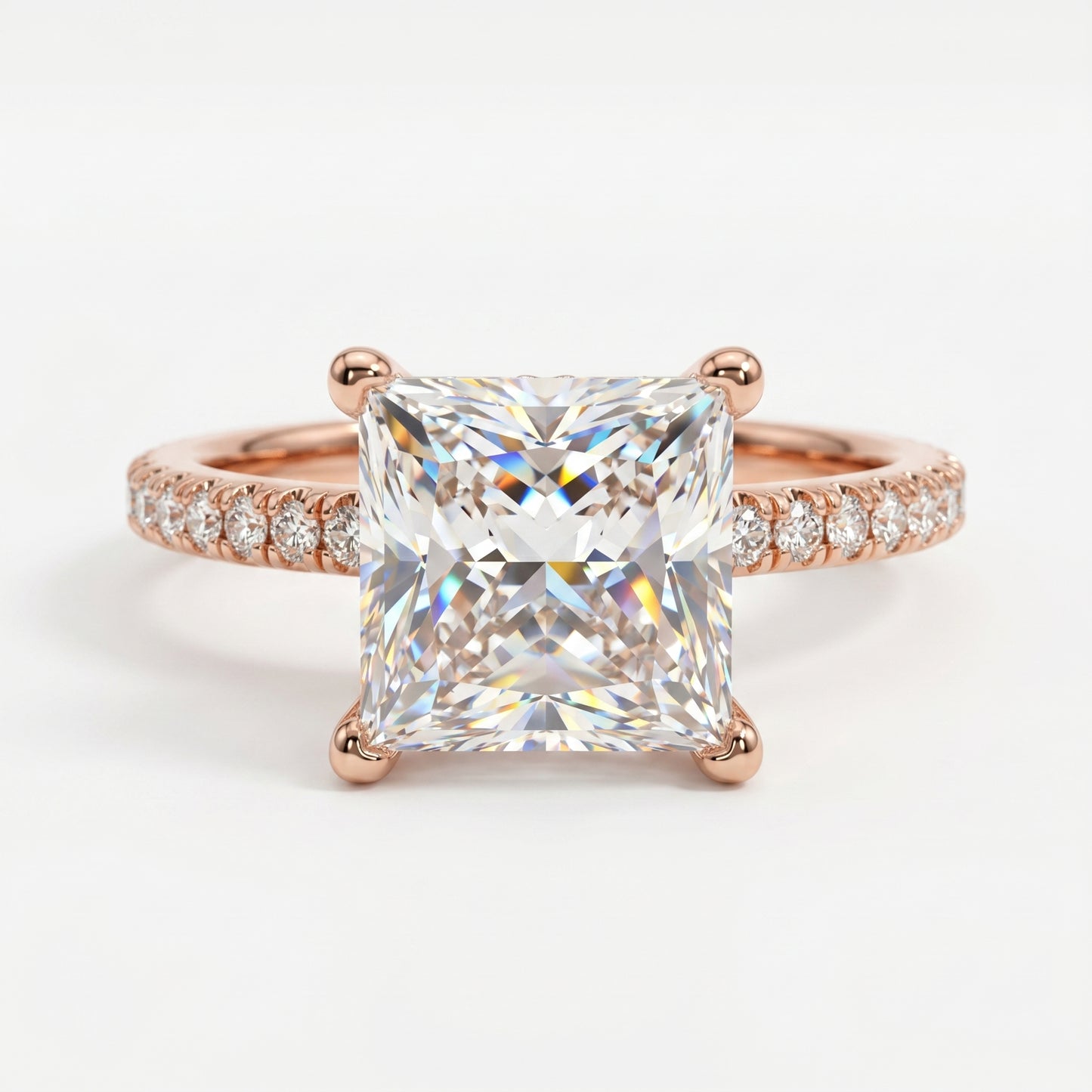 2.150 CT Princess Cut Lab Grown Diamond Engagement Ring, Solitaire Diamond Ring