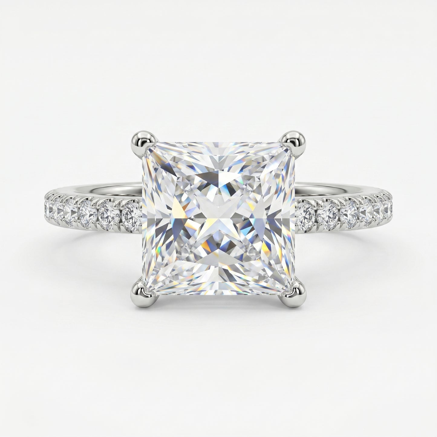 2.150 CT Princess Cut Lab Grown Diamond Engagement Ring, Solitaire Diamond Ring