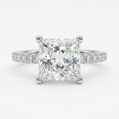 2.150 CT Princess Cut Lab Grown Diamond Engagement Ring, Solitaire Diamond Ring