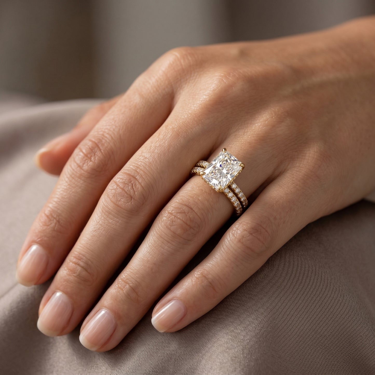 2.00tw Radiant cut Lab-Grown engagement ring set